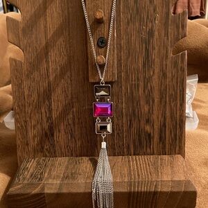 Silver and Pink Pendant Necklace